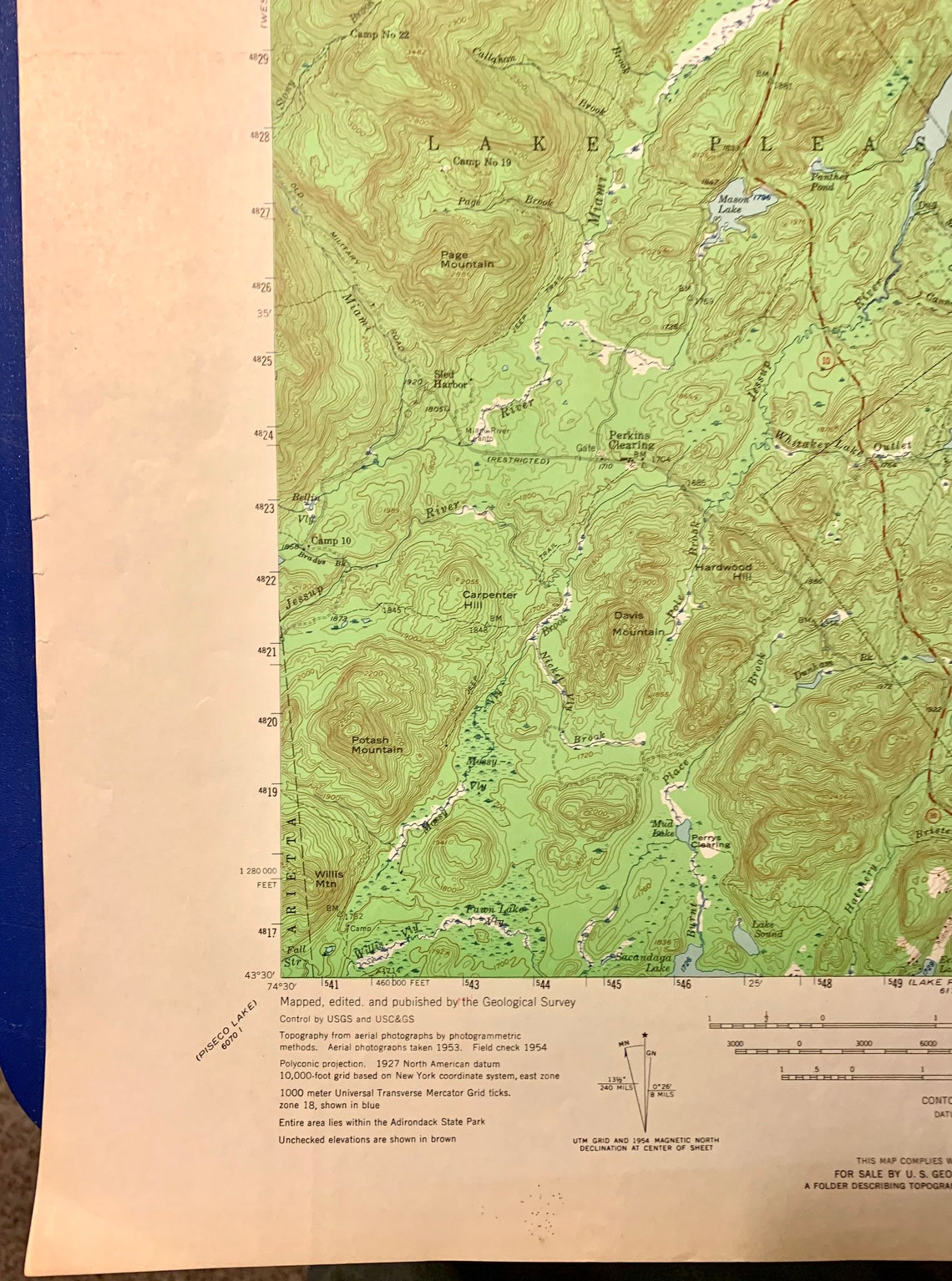 1964 Indian Lake NY ORIGINAL Vintage USGS Topographic Map Etsy