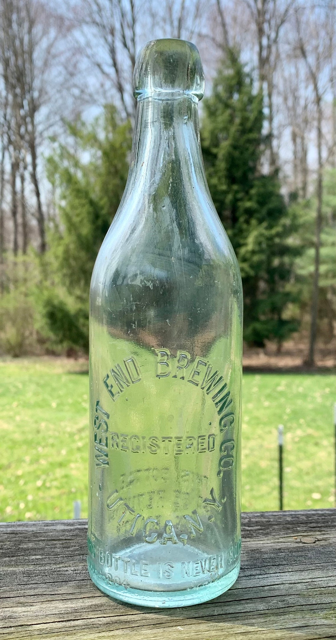 West End Brewing CO Utica NY l Blob Top Antique Glass Beer Etsy