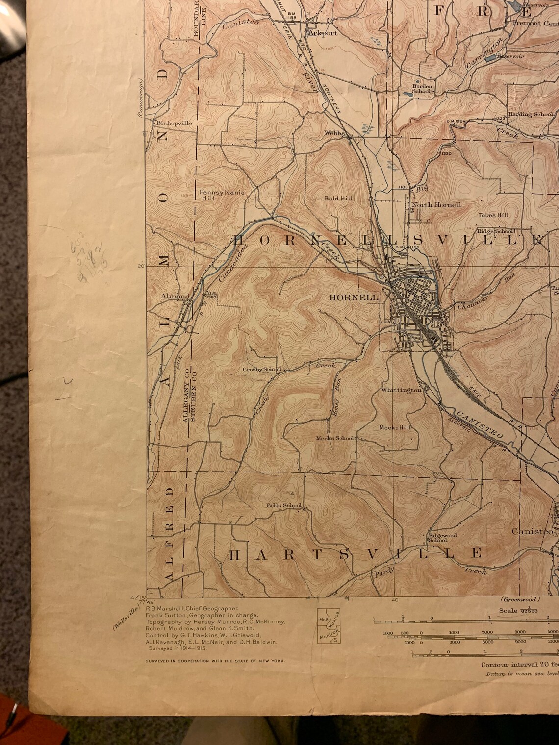 Hornell NY Original 1950 Vintage USGS Topographic Map Etsy