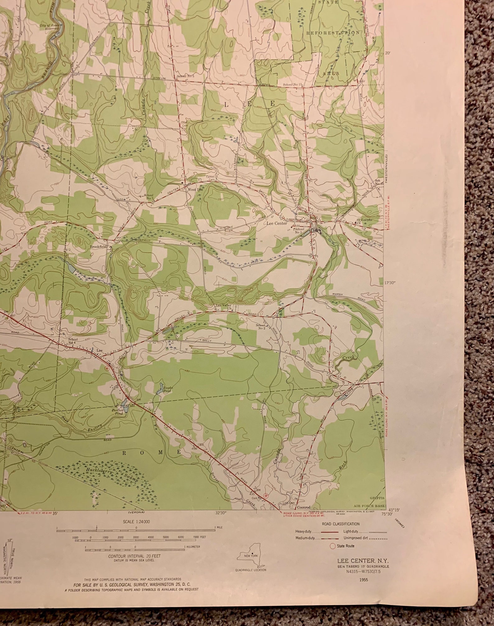1957 Lee Center NY Quadrangle Original Vintage 7.5 Minute USGS Etsy
