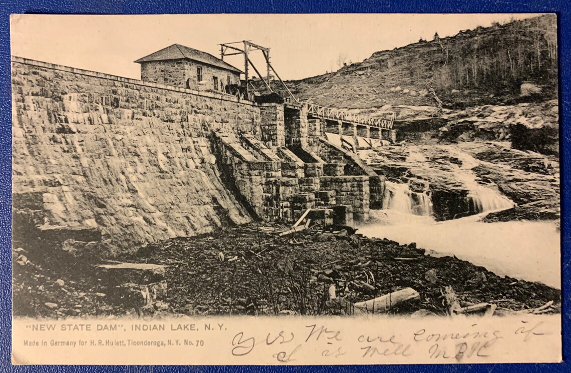Indian Lake NY New State Dam 1907 Postcard Vintage Etsy