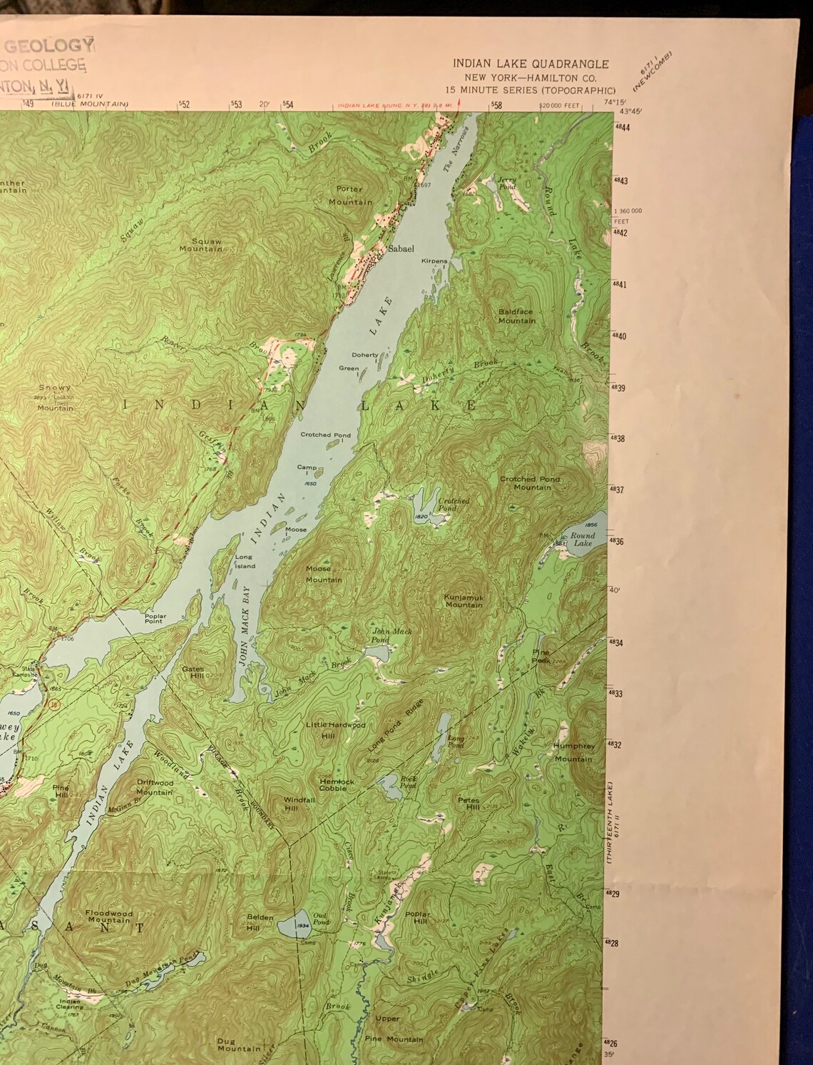 1964 Indian Lake NY ORIGINAL Vintage USGS Topographic Map Etsy