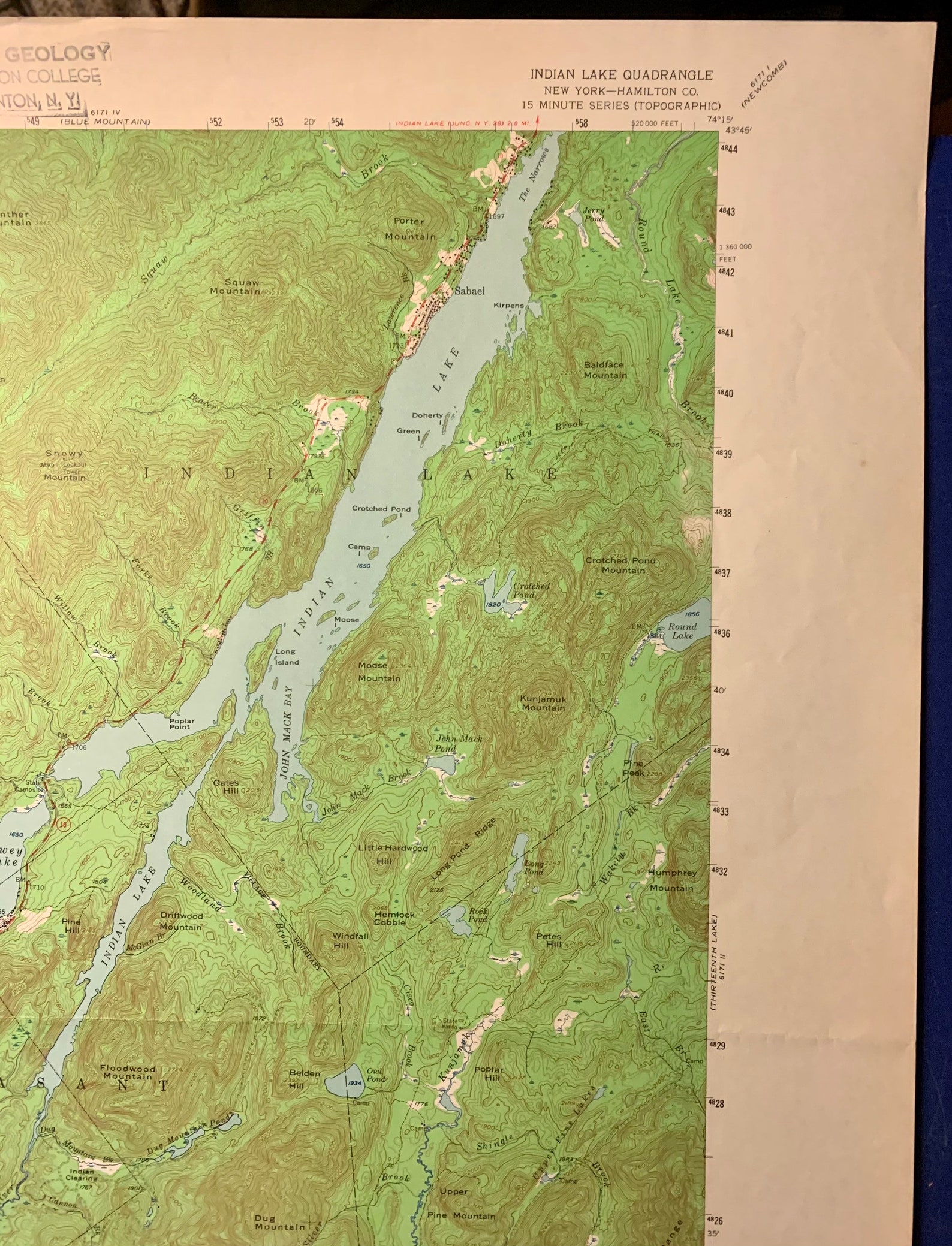 1964 Indian Lake NY ORIGINAL Vintage USGS Topographic Map - Etsy