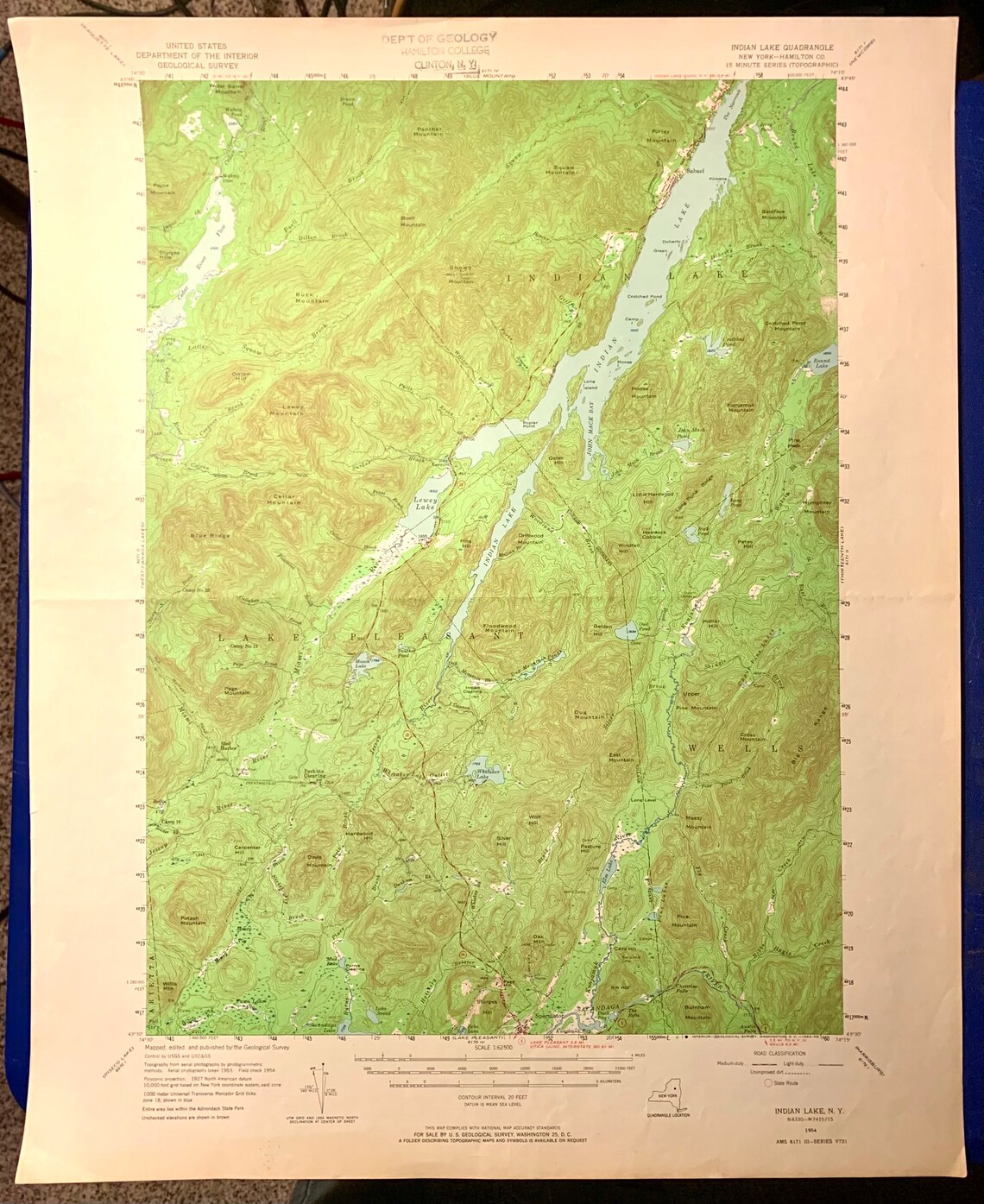 1964 Indian Lake NY ORIGINAL Vintage USGS Topographic Map Etsy