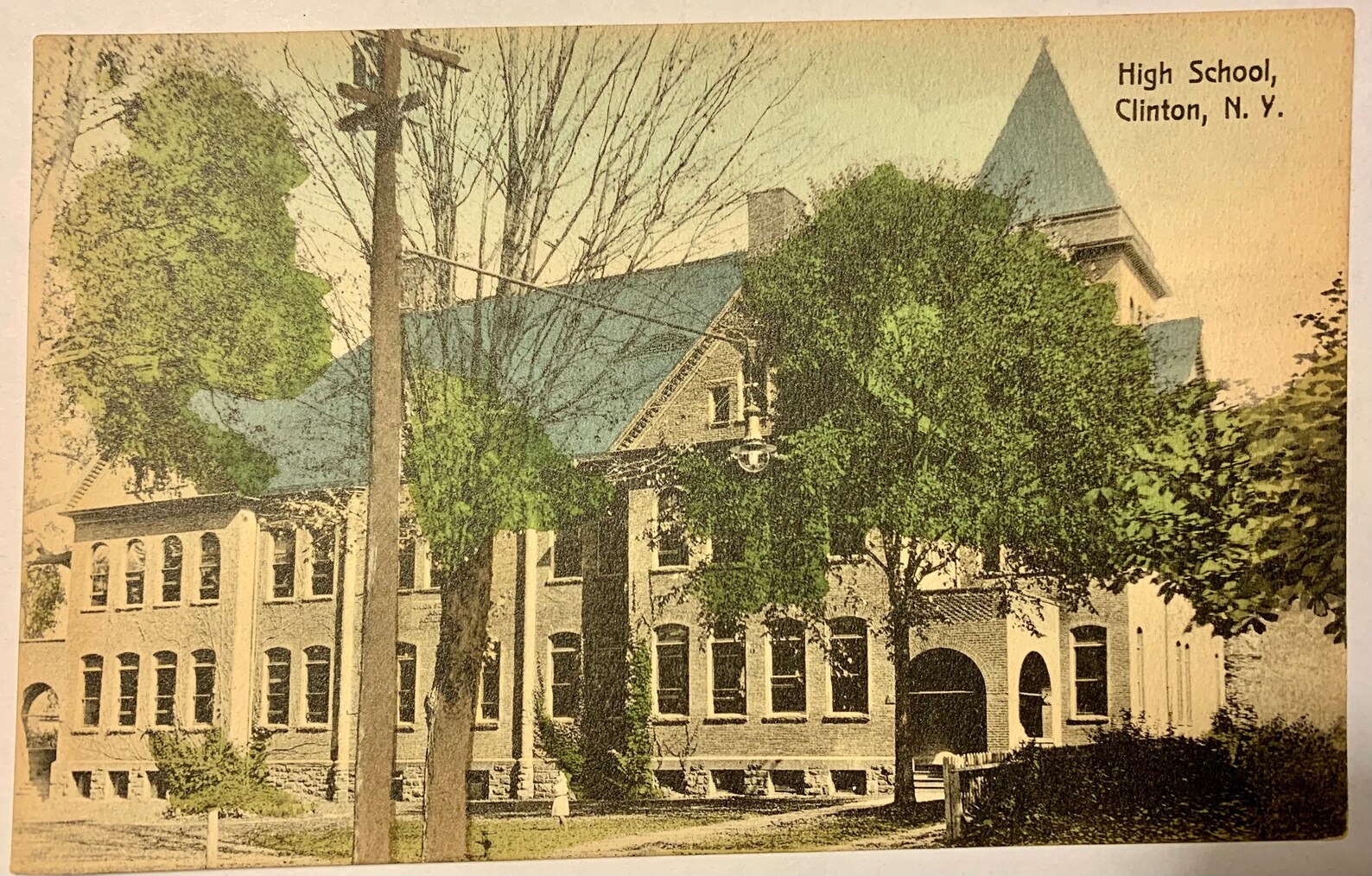 High School Clinton NY Antique New York Postcard Etsy