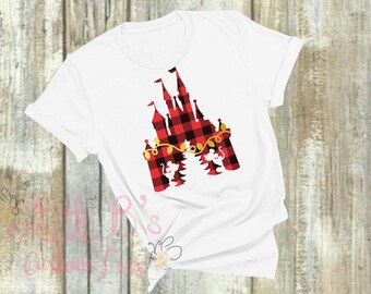 Christmas Shirt | Disney Christmas | Disney Shirt | Buffalo Plaid Christmas Shirt | Christmas Castle | Mickey | Minnie