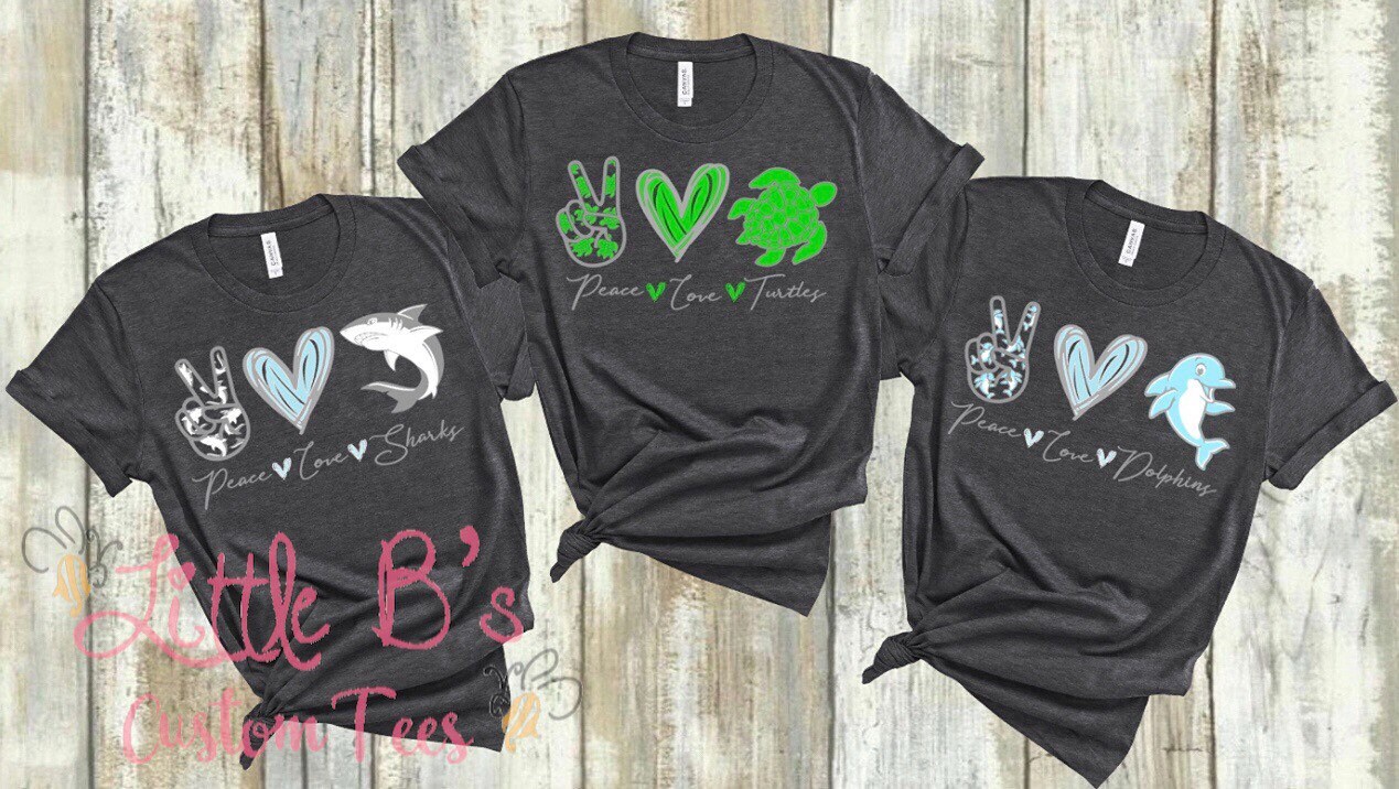 Peace Love Sharks T-Shirt Peace Love Sharks T-Shirt