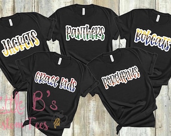 Custom School Mascot Shirt | Team Spirit Leopard Print Tee