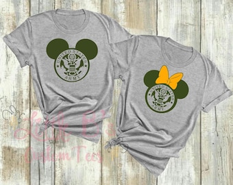 Disney Military Shirt | Army Mickey Mouse Tee | Custom Military Shirt | Air Force | Navy | Marines | Coast Guard | Space Force