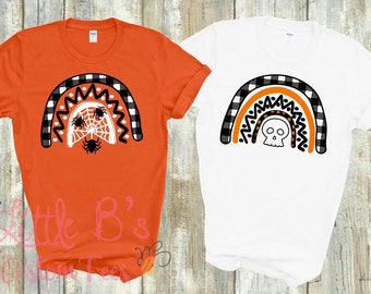 Camiseta de Halloween arcoíris / Top navideño de esqueleto espeluznante