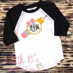 Back to School Shirt | Personalized School Shirt | Pencil Monogram Shirt | Monogram School Shirt | First Day of School Shirt