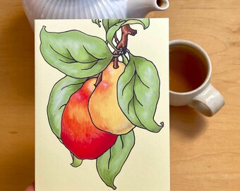 Yellow Pears Greeting Card/Artist Designed And Illustrated Blank Card/Garden Lover’s Card