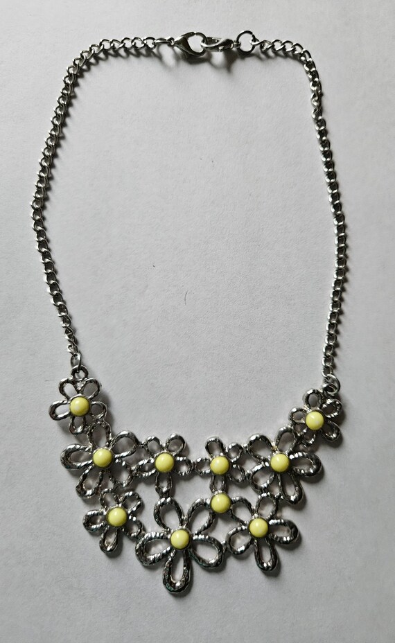 Rhinestone Necklaces/ Flower Bib Necklace/Silver … - image 2
