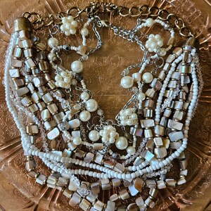 Mother of Pearl Bead Necklaces/ MOP Necklace Lot/ Beaded MOP Necklaces/ Multi Strand Mother of Pearl Necklaces