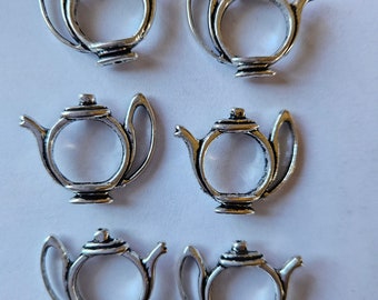 Silver Tone Tea Cup & Tea Pot Charm Collection - Jewelry Making Lot