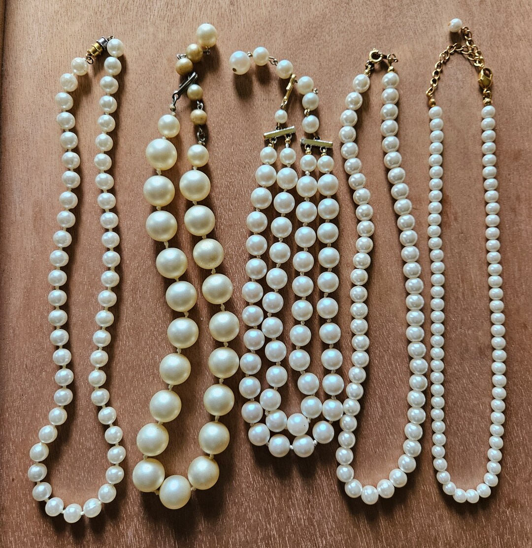 Vintage Pearl Necklace/ Faux Pearl Necklaces/ Beaded Pearl Necklaces ...