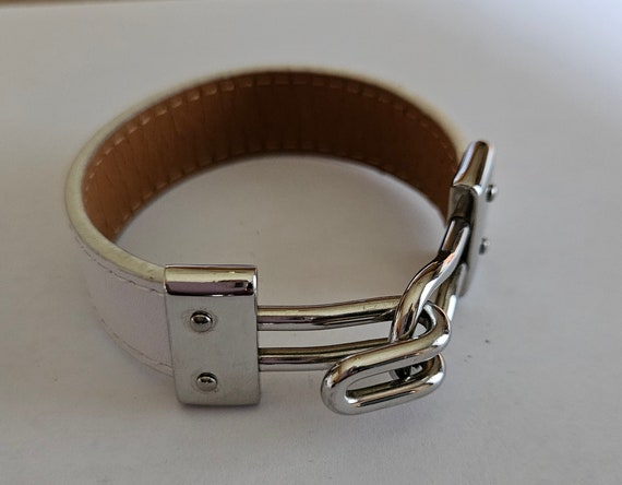 Black & White Bracelet Lot: Shell Bangle, Leather… - image 4