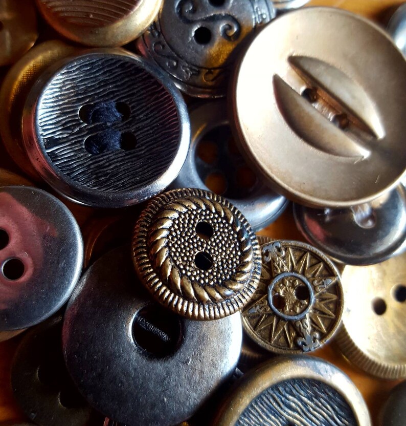 Vintage Metal Button Collection/vintage Metal Buttons/gold Metal