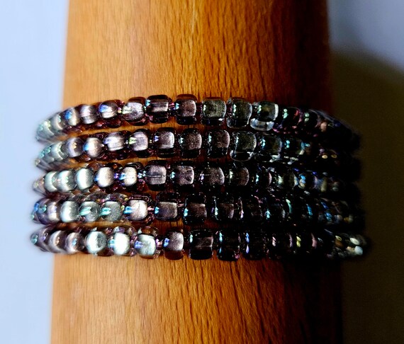 Beaded Memory Wire Bracelet Lot: Southwest, Silve… - image 4