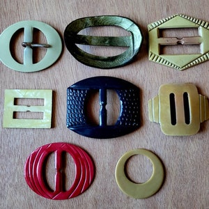 Vintage Celluloid Buckle Slides/Vintage Slides/Vintage Buckles/Vintage Slide Lot/Vintage Buckle Lot/Buckle Slides/Tee Shirt Slides/Celluloid