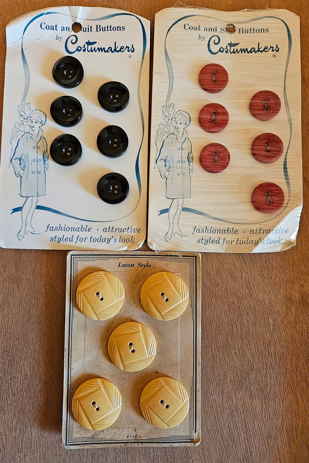 Vintage Original Card Buttons/vintage Costumakers Coat and Suit Buttons