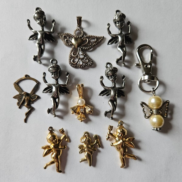 Angel Charm Lot/Jewelry Charms/ Angel Pendants/ Charm Lot/ Charm Collection/ Pearl Angel Charm