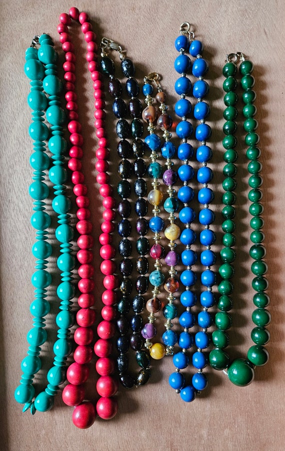 Plastic Bead Necklaces/ Green Bead Necklace/Blue B