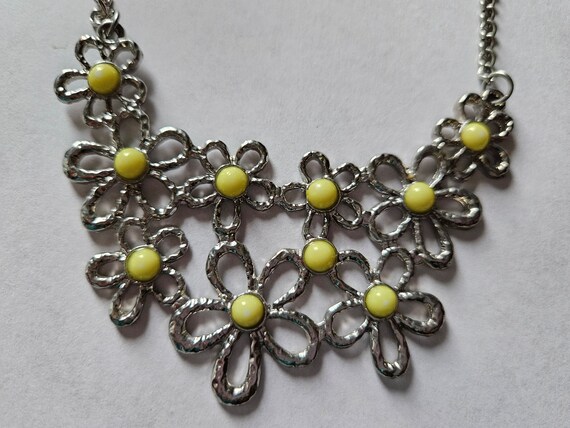 Rhinestone Necklaces/ Flower Bib Necklace/Silver … - image 3