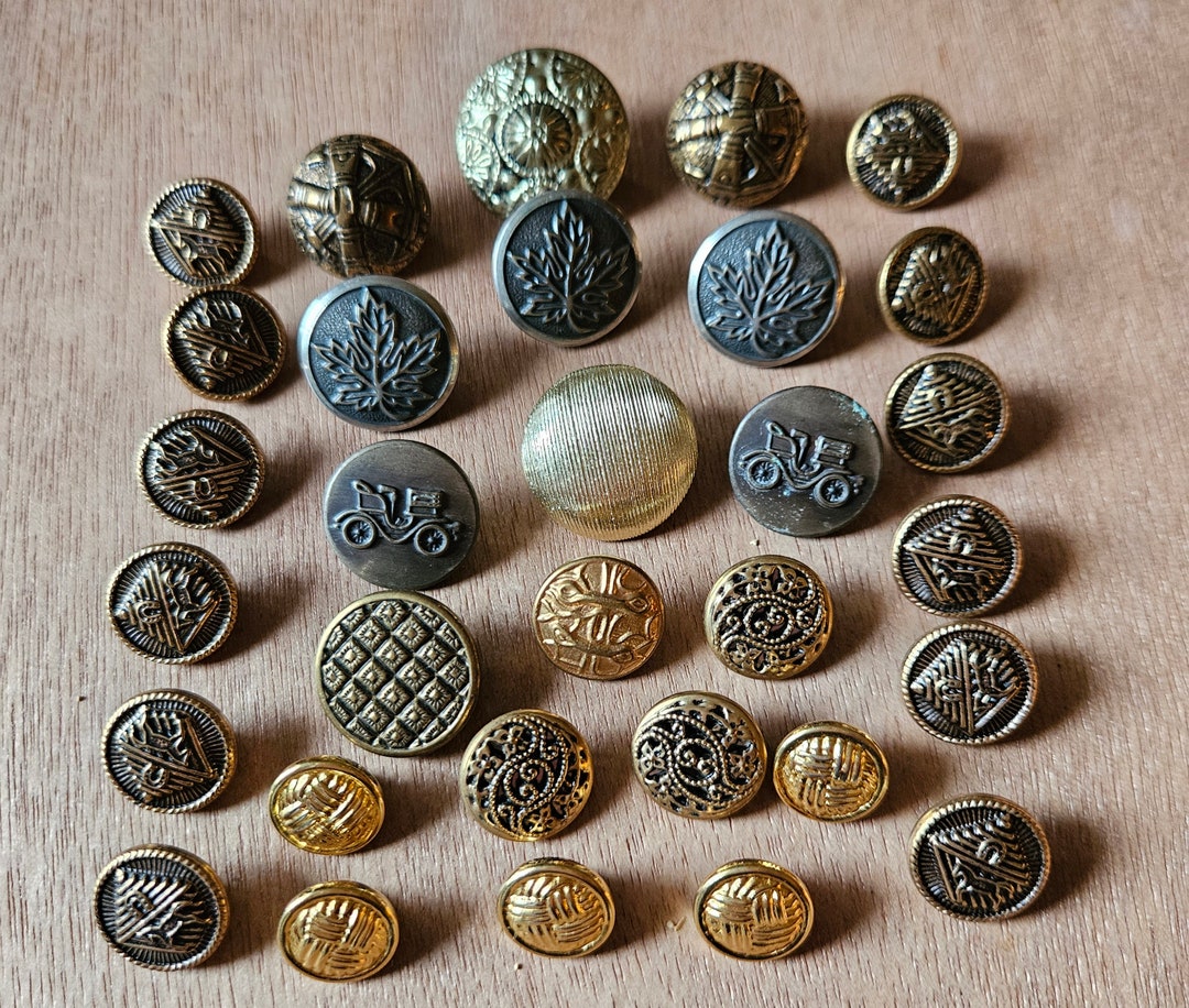 Vintage Metal Button Collection/vintage Metal Coat Buttons/silver Metal