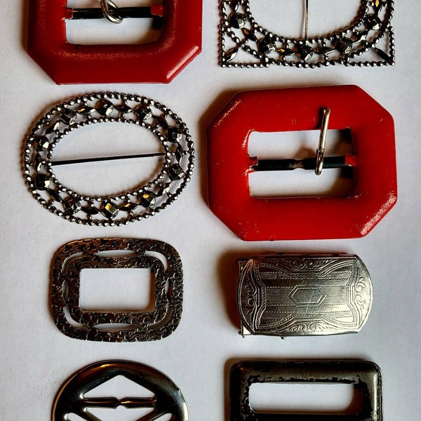 Vintage Belt Buckles/ Vintage Metal Belt Buckles/Vintage Buckle Slides/ Vintage Buckle Collection/Vintage Red Belt Buckle/Silver Belt Buckle