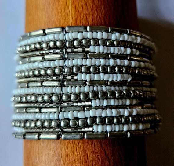 Beaded Memory Wire Bracelet Lot: Southwest, Silve… - image 3