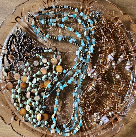 Mother of Pearl Bead Necklaces/ MOP Necklace Lot/ 