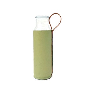modern glass water bottle with handmade leather wrap will motivate you to drink more water image 3