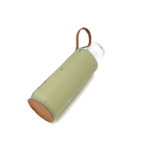 modern glass water bottle with handmade leather wrap will motivate you to drink more water image 4