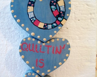 Heart Wall Decor Quilting Is Country Wall Hanging Vintage Plaque Valentines Day Farmhouse Retro Home Decor