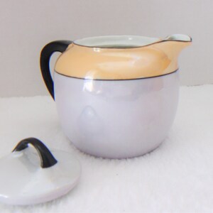 Vintage Lusterware Iridescent Creamer/ Teapot/Creamer Germany Pearl white With Violet Porcelain Orange Black .etsy.com/shop/ALEXLITTLETHINGS image 3