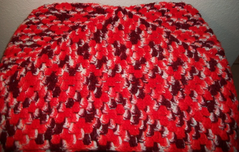 Vintage Red Crochet Blanket Retro Afghan Valentine/'s Day Christmas Home Decor Accents HandMade
