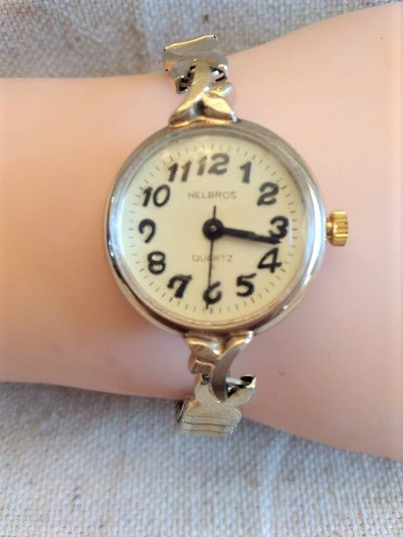 Vintage Helbros Ladies Gold Tone Quartz S Wrist W… - image 2