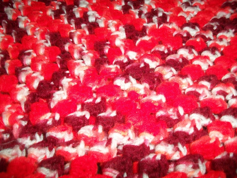 Vintage Red Crochet Blanket Retro Afghan Valentine/'s Day Christmas Home Decor Accents HandMade