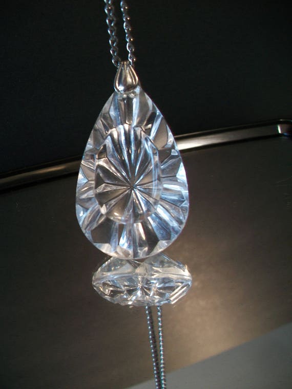 Vintage Clear Faceted Tear Drop Pendant Necklace … - image 1
