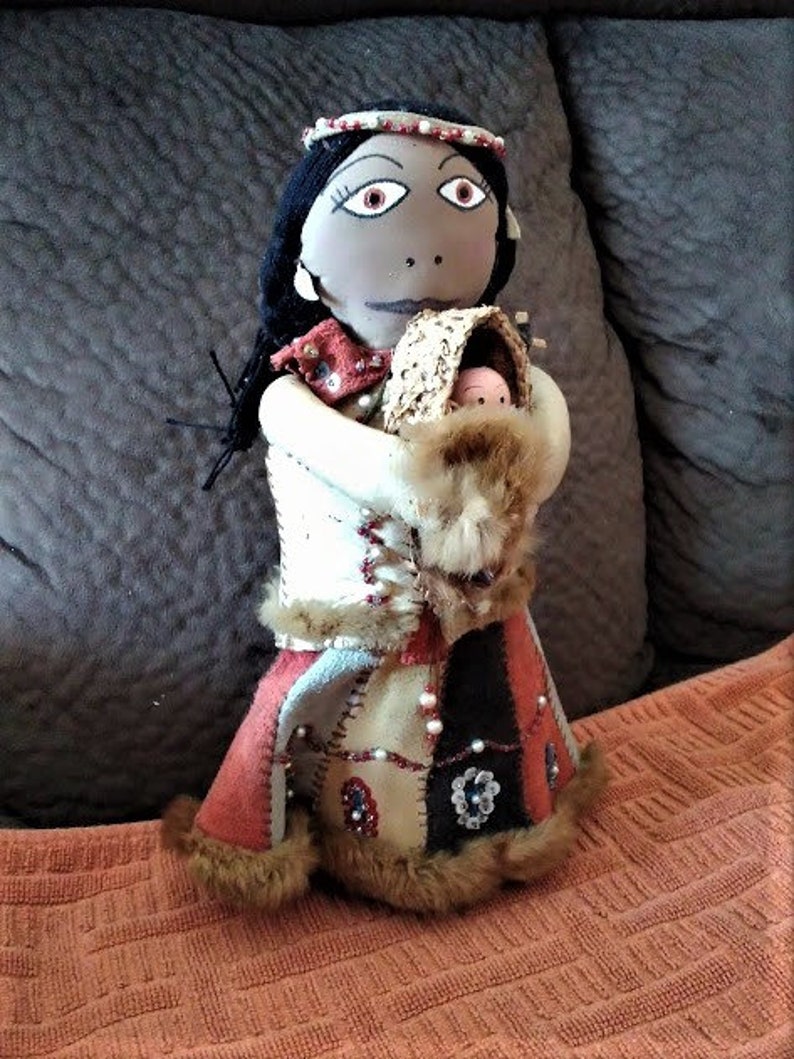Vintage Primitive Native American Rag Doll With Baby in Straw - Etsy
