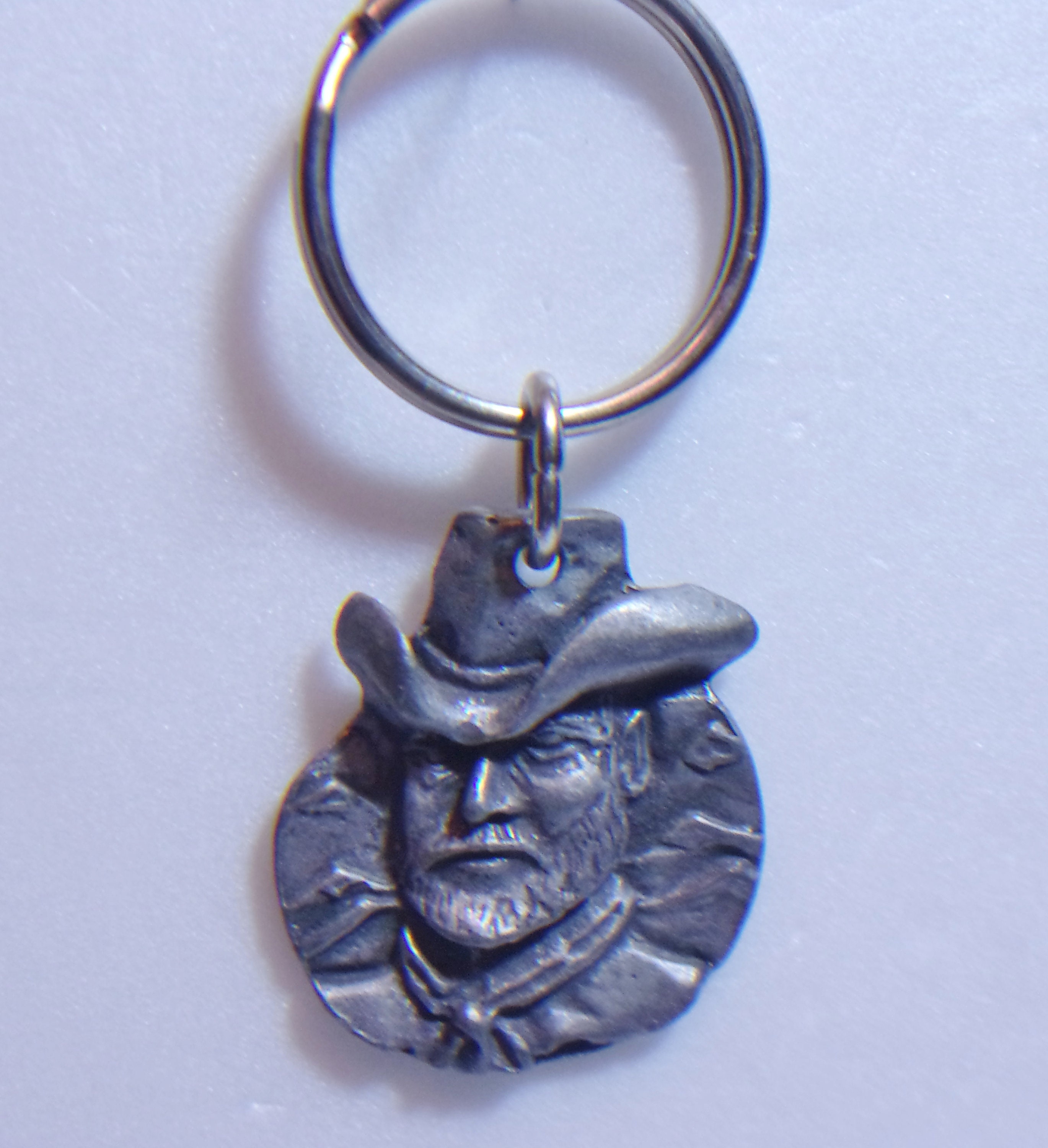 Vintage Metal Cowboy Keychain Pewter Western Accessories Gift for Him