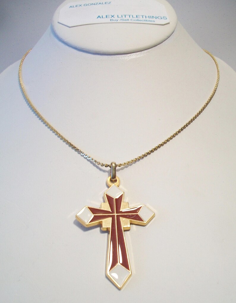 Dark Red Cross Pendant Necklace Maroon Unisex Religious Etsy