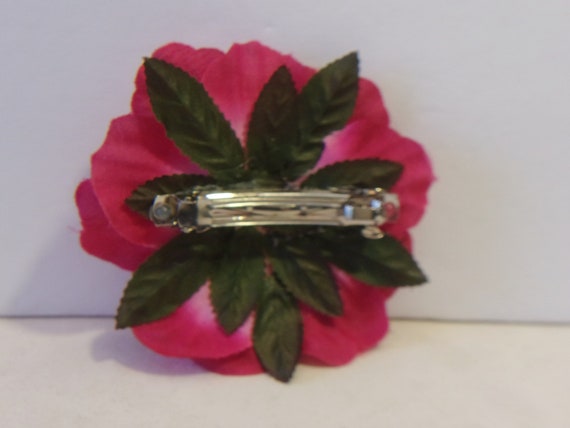 Vintage Pink Flower Barrette Hair Clip Floral Fas… - image 4