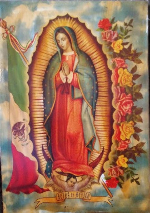Vintage Virgen De Guadalupe Canvas Print Wall Pictures for Etsy