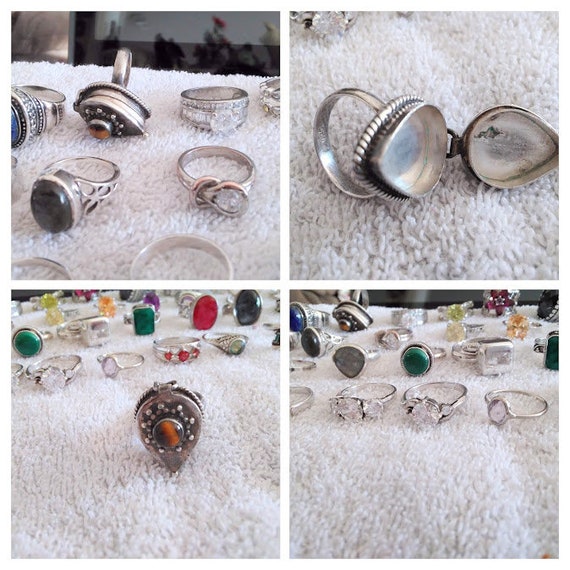 Lot of 38 vintage ladies rings sterling silver 92… - image 2