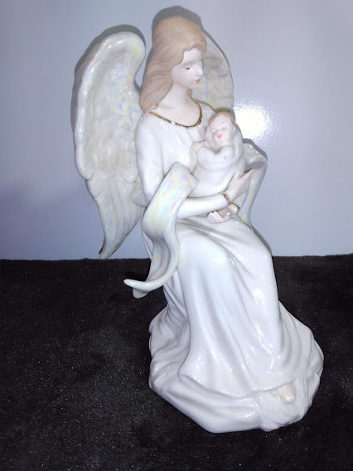 Guardian Angel Holding Child Infant Baby Lido Porcelain Statue Etsy