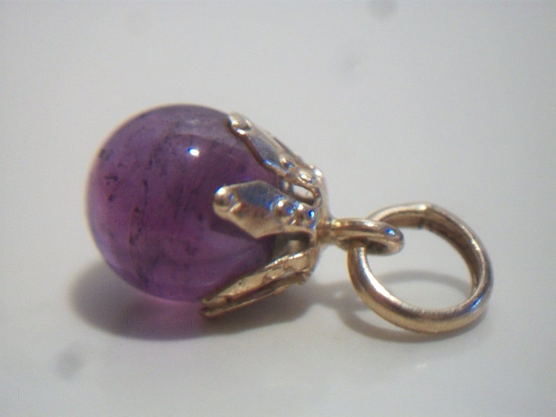 Vintage Purple Bead Charm Gold Tone Crown Beaded Costume Jewelry