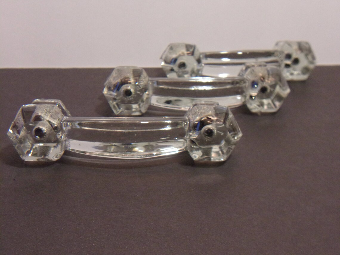 Antique Clear Glass Drawer Pull Handle Hardware Patent Etsy
