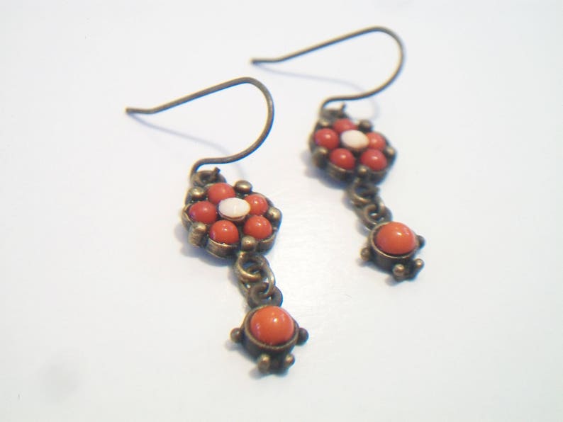 SALE Red Orange Floral Earrings Dangle Drop Beaded Flower Jewelry Boho Fashion Accessories For Her SALE
